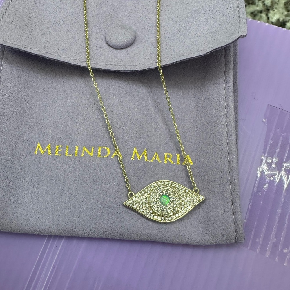 Melinda Maria blue Opal Evil Eye Pendant  | Gold